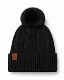 Gorro Lana Forrado Micropiel con Pompón