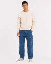 Pantalón Jean Cargo Negro/Azul