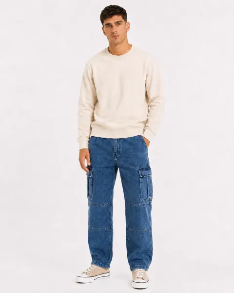 Pantalón Jean Cargo Negro/Azul